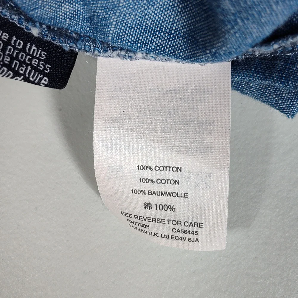 J. Crew cotton blue chambray‎ off shoulder blouse top 12